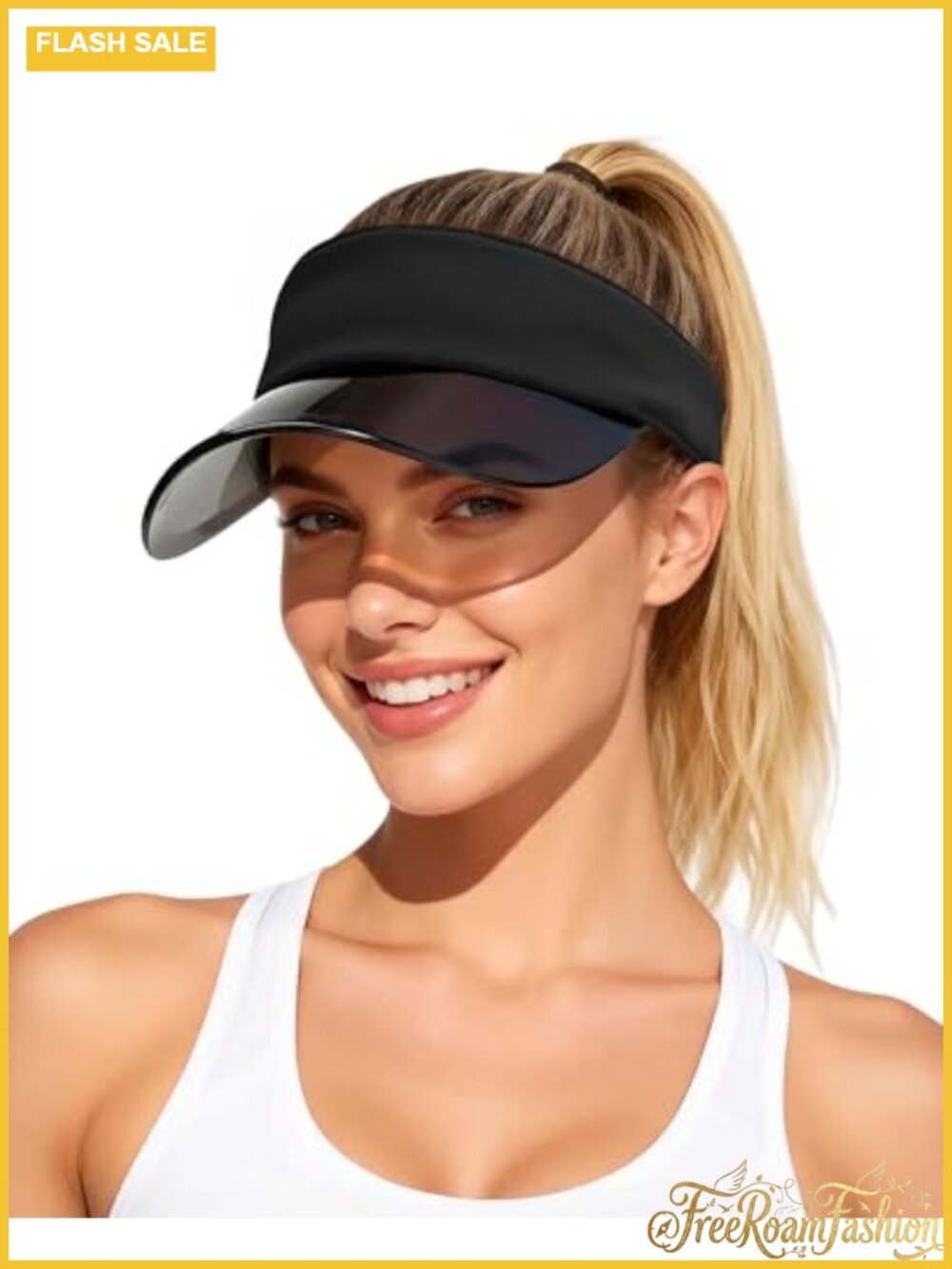 Transparent Sun Visor Hat UPF 50+ Clear Brim Adjustable Drawstring Golf Tennis